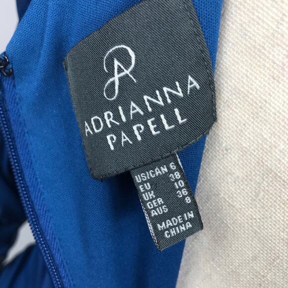 Adrianna Papell Occasions Blue Rushed Gown Dress  Jewels size 6 - Picture 12 of 14